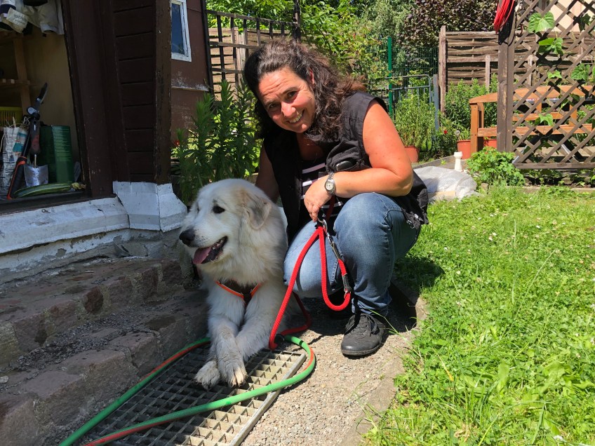 Mit meiner großen Menschin im Garten