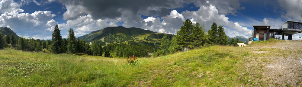 Alpenpanorama an der Zirbenwaldbahn