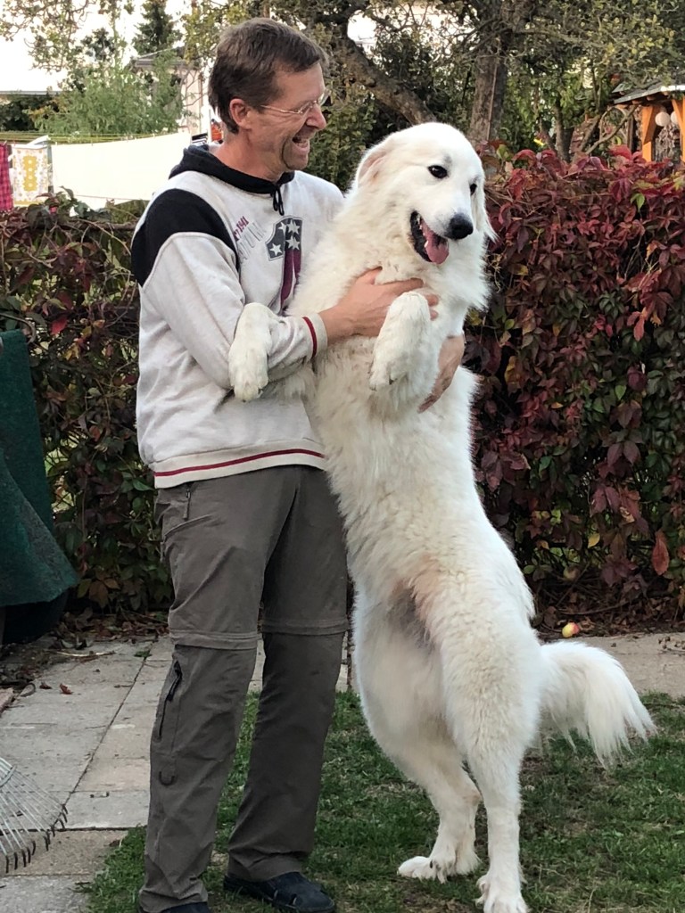 Das bin ich mit meinem großen Mensch – ich bin riesig!