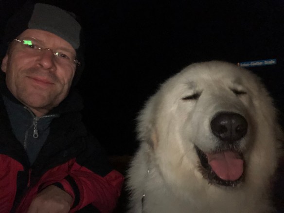 Mit meinem großen Mensch beim Abendspaziergang