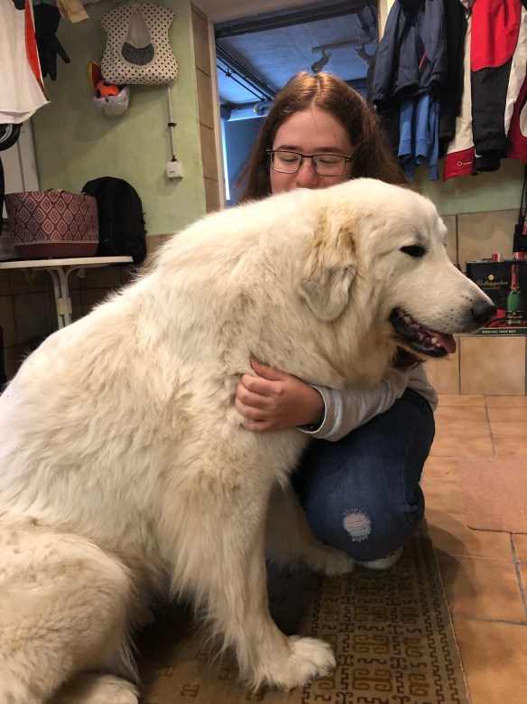 Mit meiner großen Menschenschwester kuscheln